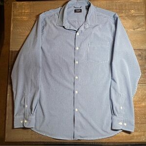 Chaps Men's XXL Blue Gingham Performance Stretch Dress Shirt